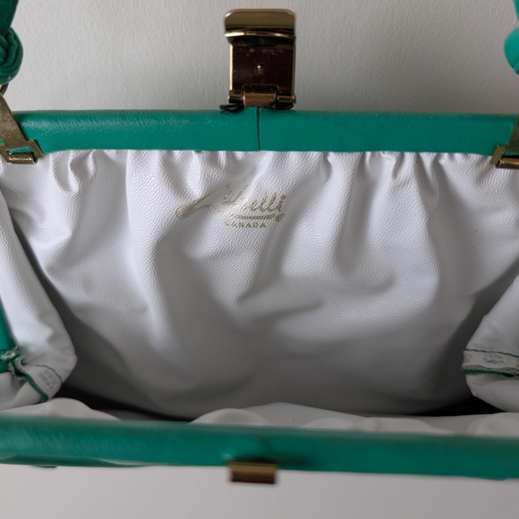 80s Sea-foam Green Handbag Shoulder Crossbody Vintage Clutch Mini Bags Wallet - Picture 5 of 9